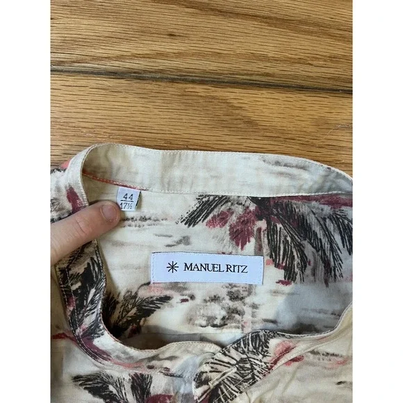 MANUEL RITZ Male Camicia Lavata Shirt Beige Size 17 1/2 XL